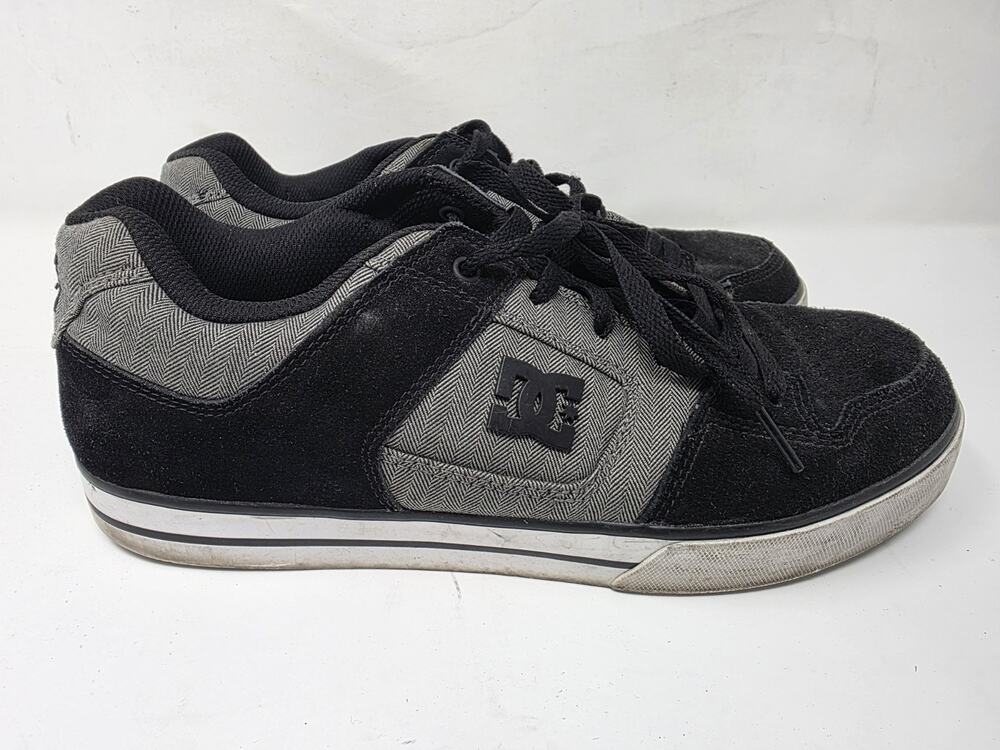 DC Pure SE Mens 11.5 Skate Shoes Black Gray Suede Leather 301024 Sneakers